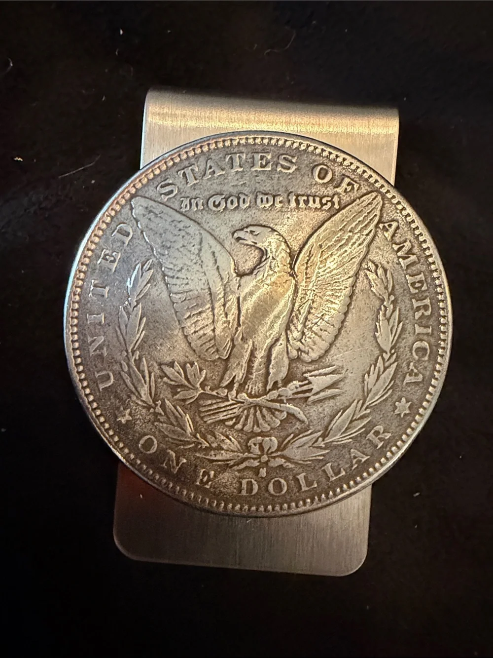 Silver Tone Eagle Coin Money Clip - Men's Accessory